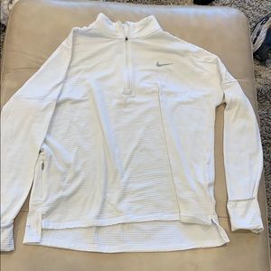 white nike running quarter zip with thumb holes